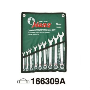 9-Piece SAE Wrench Roll Pouch Set – 45° Offset Combination Wrenches – 166309A