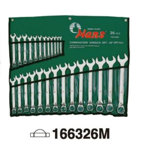 26-Piece Master Metric Wrench Roll Pouch Set – 45° Offset Combination Wrenches – 166326M