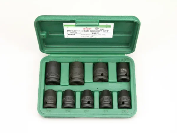 Impact E-Star Socket Set – ½″ Drive | 9 Pcs External Torx | Cr-Mo Steel