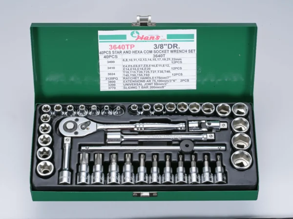 3640TP- Socket Wrench Set- 3⁄8″” Drive- 40 Pcs