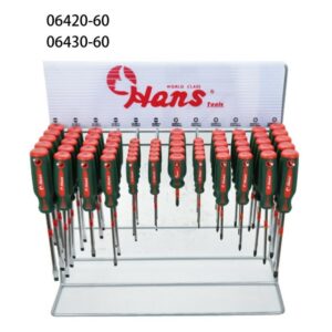 06420-60 / 06430-60 Screwdriver Set in Steel Display Stand – Octagonal Handle, 60 pcs
