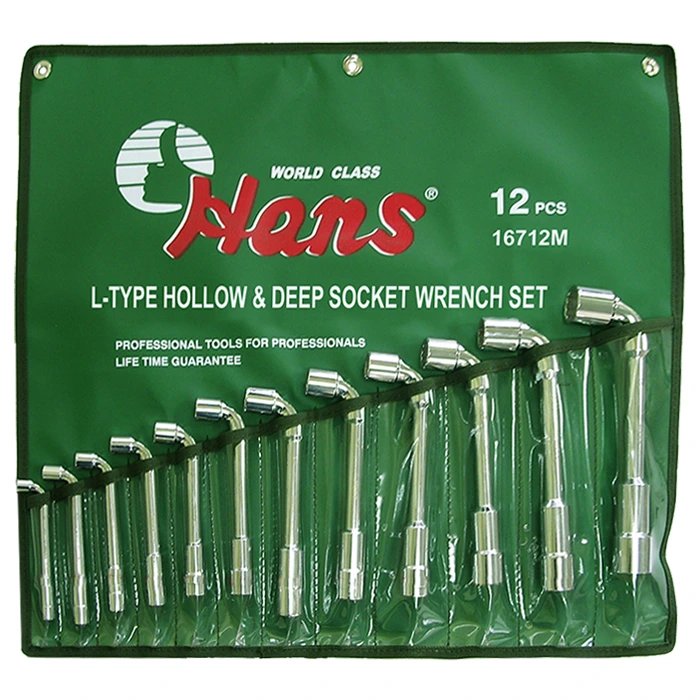 16712M-min 16712M – 12-Piece L-Type Hollow & Deep Socket Wrench Set in Roll Pouch Bag