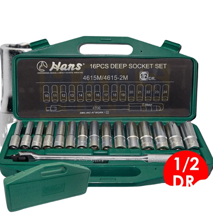 4615-2M (12 Point) 16-Piece ½" Drive Deep Socket Wrench Set