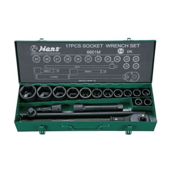 6601M-Socket Wrench Set- 3/4" Drive- 17 Pcs