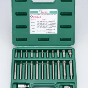 06424-24-Piece Star Screwdriver Bit Set – T10 to T60 with Hex Shank & Holders