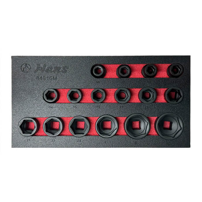 84816M 84816M-Low Profile Impact Socket Set-16 PCs- 1/2"Drive