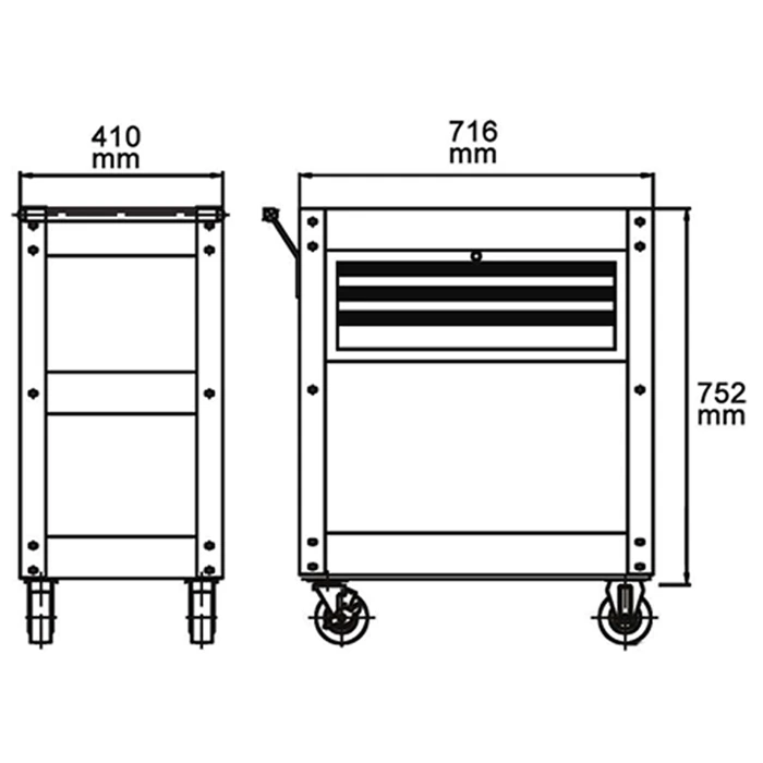 9943 PIC 9943-Workshop Tool Cart with 3 Drawers and Bottom Shelf
