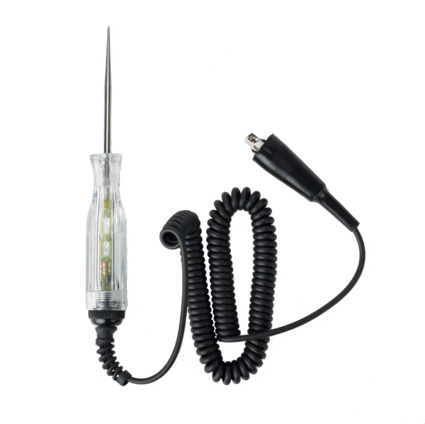 • For hybrid and general vehicle maintenance • Supports both 12V and 42V electrical systems • Only draws 3mA at 12V—ideal for low-current circuits • LED indicator lights for easy visual testing • Heavy-duty build with approx. 90mm (3.5") probe • Durable coiled cable with alligator clip