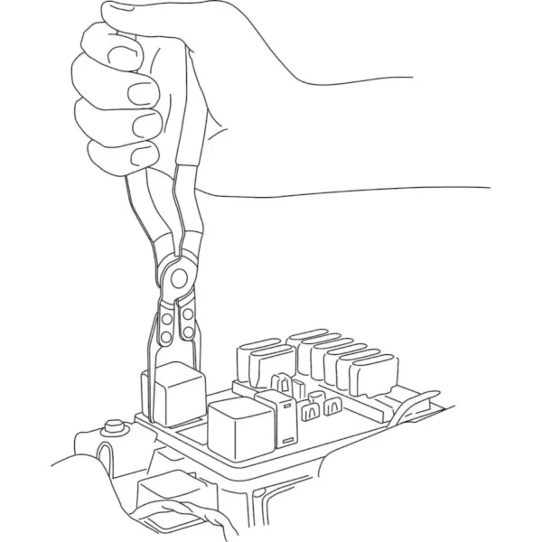 B8LP-2 Relay Pliers are specially designed for removing electrical relays in automotive fuse boxes and relay panels. The pliers feature angled tips that allow precise access to slots or relay cover edges, providing a secure grip for quick removal