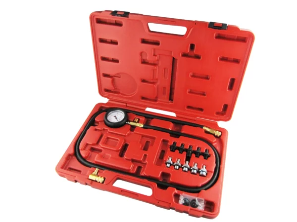 Quickly test engine and transmission oil pressure with 0–150 psi gauge. Includes SAE and metric thread adapters. Ideal for most vehicles.