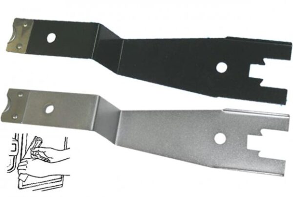 WCT Window and Door Clip Tool is a specialized removal tool for automotive interior work. Its offset design offers precise access to door handle and window crank clips without damaging door panels or upholstery. Offset Blade Design: Easily reaches into tight spaces between door panels and handles. Panel-Safe Construction: Helps prevent tearing or scratching of interior upholstery. Durable Steel Build: Made of high-strength steel with a contoured shape for controlled leverage. Total Length: 266mm – suitable for most vehicle types. Professional Use: Ideal for automotive repair shops, body shops, and DIYers performing trim or handle replacements.