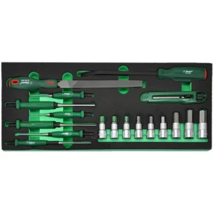16 PCs Workshop Tool Set with Bit Sockets, Pry Bar & Knife –