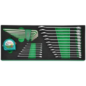 FTC-9 – 22 PCs Combination Wrench & Hex Key Set Tool Kit with Measuring Tape