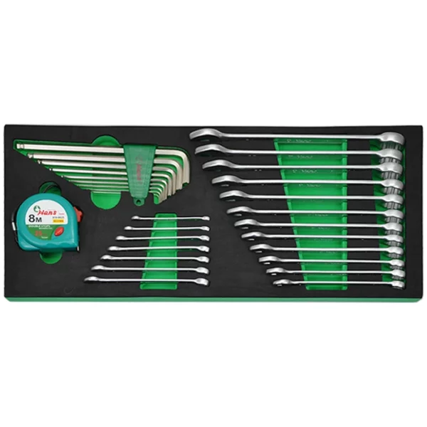 FTC-9 – 22 PCs Combination Wrench & Hex Key Set Tool Kit with Measuring Tape
