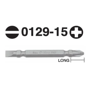 0129-15 Double-Ended Phillips & Slotted Hex Shank Screwdriver Bit – 1/4"