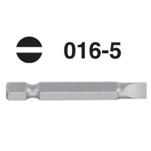 Slotted screwdriver bit, 1/4" hex shank, 50mm long. Sizes W3×0.5 to W7×1.2mm. S2 steel for strength. Ideal for electric drivers and hand tools.