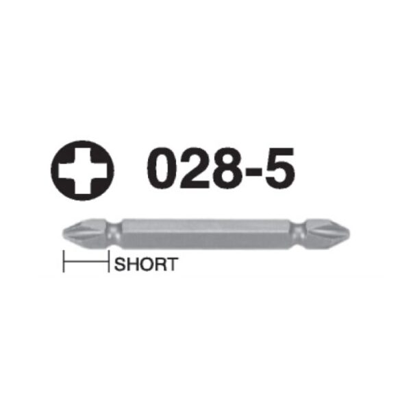 028-5 Phillips Hex Shank Screwdriver Bit Double Ended– ¼” Drive