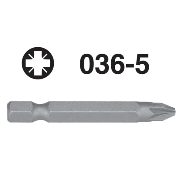036-5 Pozidriv Hex Shank Bit – 1/4" Drive, 50mmL – PZ1 to PZ3