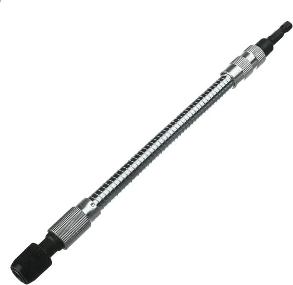 Flexible magnetic bit holder with 1/4" hex shank