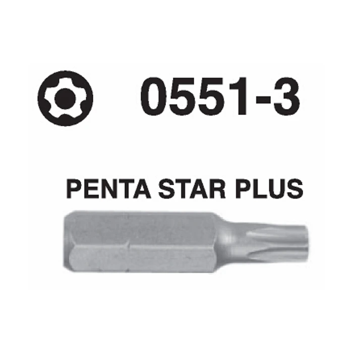 0551-3 0551-3 Penta Star Plus Hex Shank Screwdriver Bit – ¼'' Drive