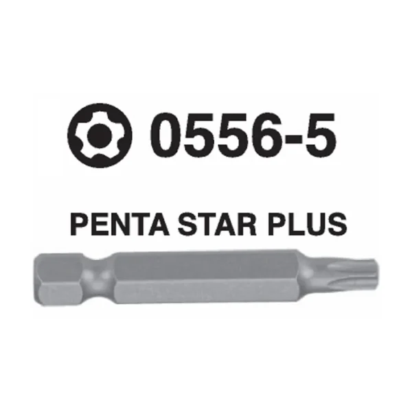 0556-5 Penta Star Plus Hex Shank Screwdriver Bit – ¼'' Drive