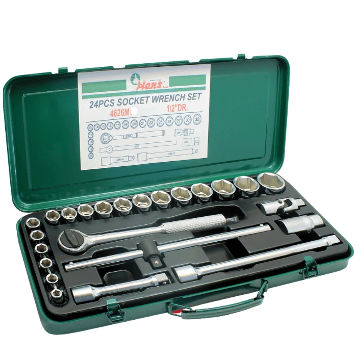 4626M (1) 4626M/A Socket Wrench Set ½" Drive 24 PCs | 4130 Non Slip Ratchet