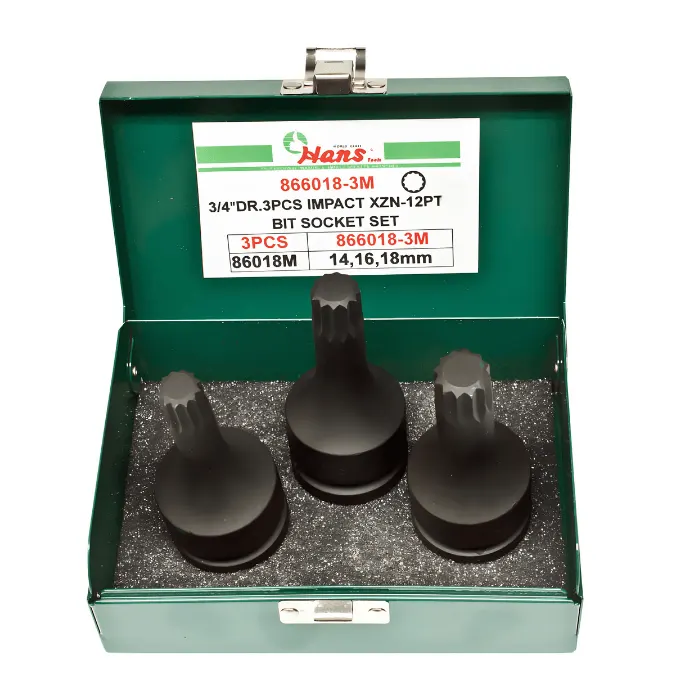 866018-3M Front (1) 866018-3M ¾" Impact XZN Bit Socket Set- 3 Pieces